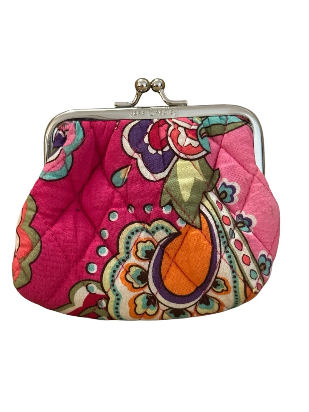 Vera Bradley Kisslock Coin Pouch in Pink Swirls Pattern RETIRED